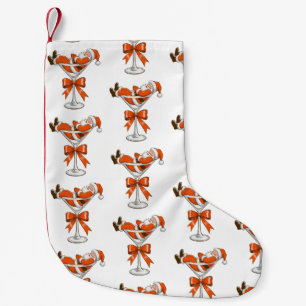 Santa Martini Coquette Girly Christmas Bow Festive Small Christmas Stocking