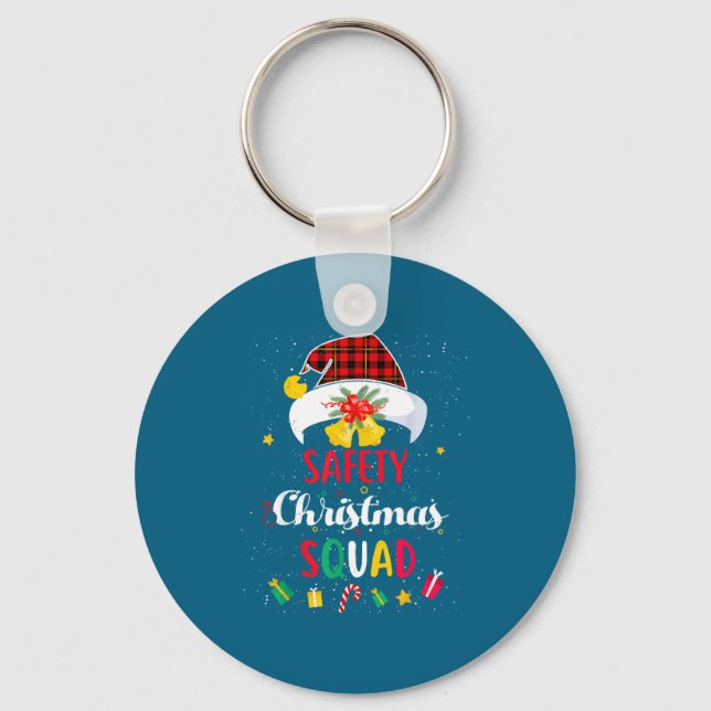 Santa Match Hat Safety Squad Security Meme Key Ring (Front)