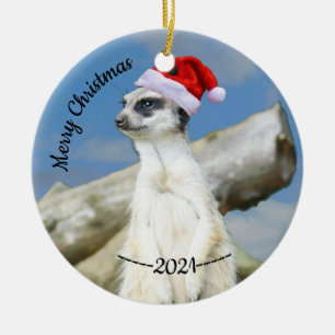 Santa Meerkat Merry Christmas Christmas Ornament