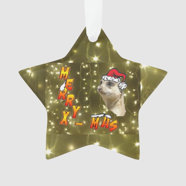 Santa Meerkat Merry Christmas Sparkling Ornament (Front)