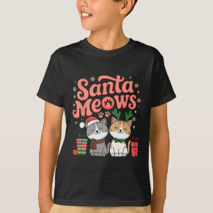Santa Meows Cute Festive Cats Christmas Happy Anim T-Shirt