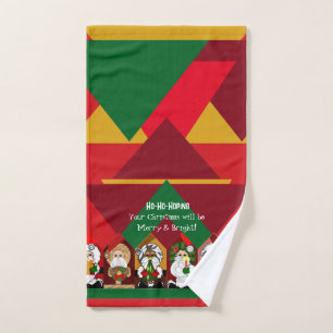 Santa Merry and Bright Christmas Cartoon Hand Towel