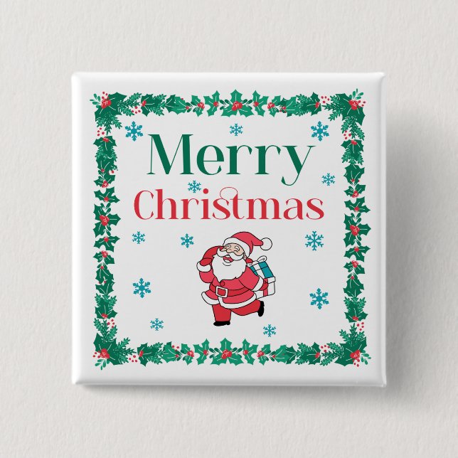 Santa Merry Christmas 15 Cm Square Badge (Front)