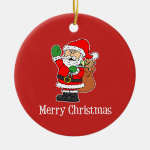 Santa Merry Christmas Cute Cartoon Ceramic Ornamen Tree Decoration