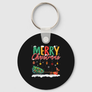 Santa Merry Christmas Dachshund Sleigh Dog Lover X Key Ring