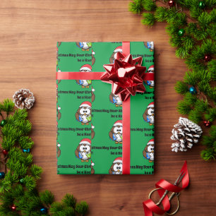 Santa Merry Christmas Funny Holiday Owl Wrapping Paper