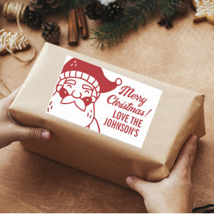 Santa Merry Christmas Gift Rectangular Sticker
