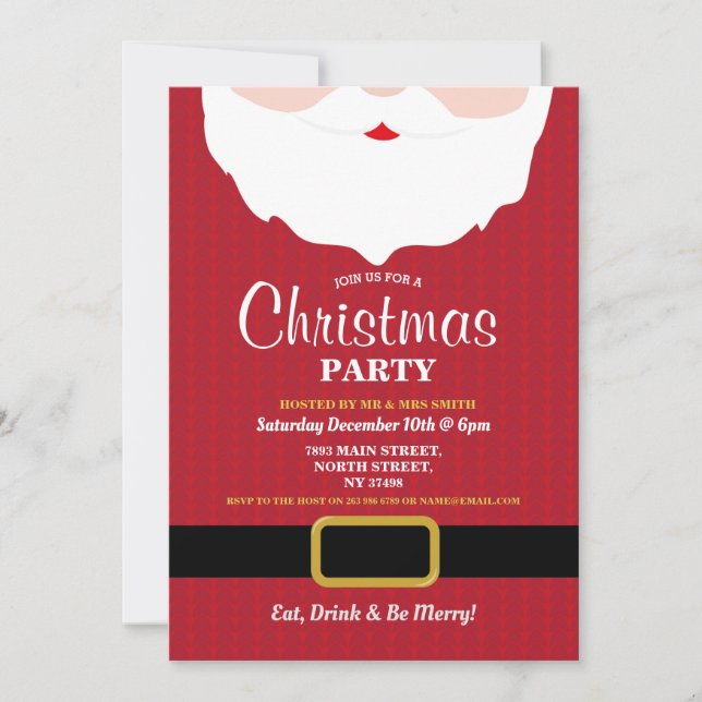 Santa Merry Christmas Party Xmas Invite (Front)