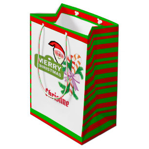 Santa Merry Christmas Stripe Gift Bags
