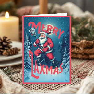 Santa Merry Laxmas Lacrosse Christmas Photo Card