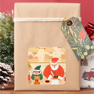 Santa Message Christmas Square Sticker