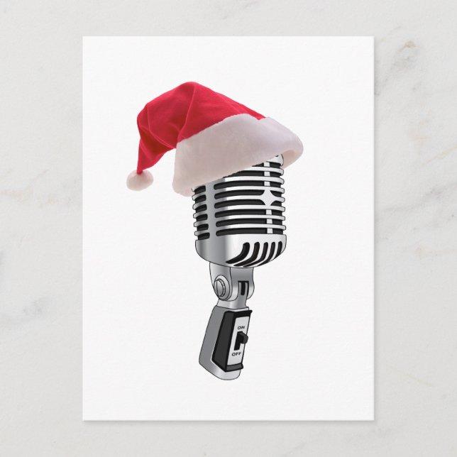 santa microphone holiday postcard (Front)
