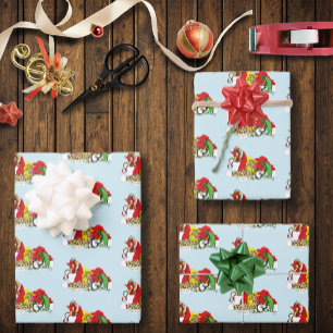 Santa Milk Cookies Dragons Wrapping Paper Sheet