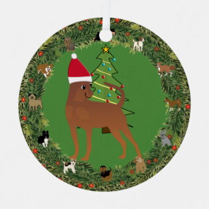 Santa Miniature Pinscher Metal Tree Decoration