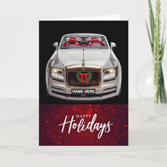 Santa-Mobile Happy Holidays Personalised Christmas Card (Front)