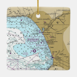Santa Monica Bay Chart Ceramic Ornament