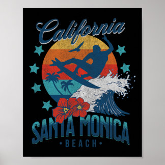 Santa Monica Beach California Surfing Vintage Vaca Poster