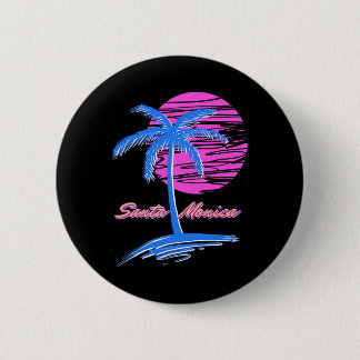Santa Monica Beach Outrun 80s Aesthetic Vaporwave  6 Cm Round Badge