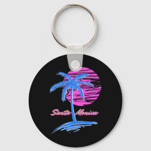 Santa Monica Beach Outrun 80s Aesthetic Vaporwave Key Ring