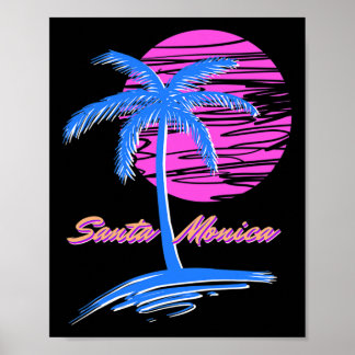 Santa Monica Beach Outrun 80s Aesthetic Vaporwave Poster