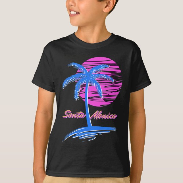 Santa Monica Beach Outrun 80s Aesthetic Vaporwave  T-Shirt (Front)