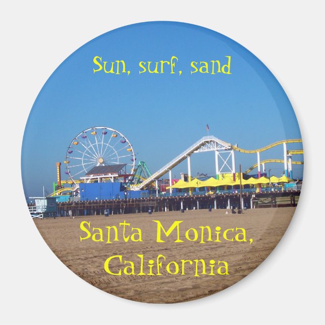 Santa Monica Beach Roller Coaster,  California Pie Magnet (Front)
