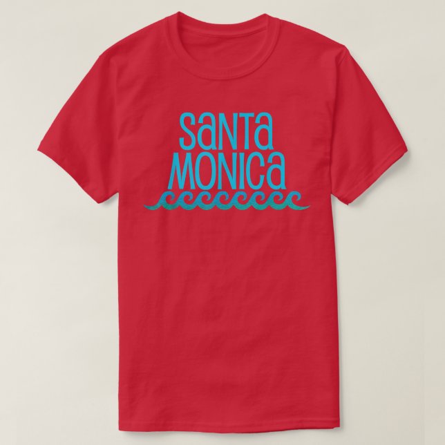 Santa Monica Beach  Surf Waves Travel Gift Tee  (Design Front)