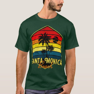 Santa Monica Beach Surfing California Retro T-Shirt