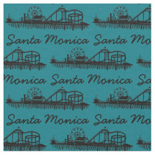 Santa Monica CA California Pier Silhouette Cali Fabric
