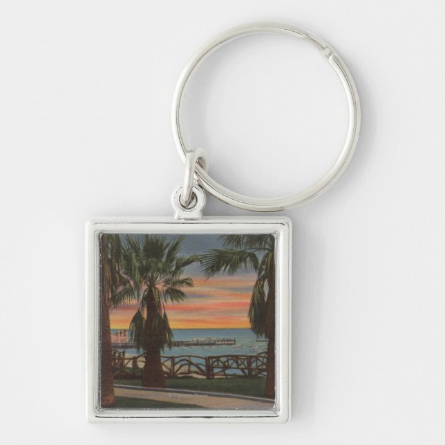Santa Monica, CA - Yacht Harbour and Sunset View Key Ring (Front)