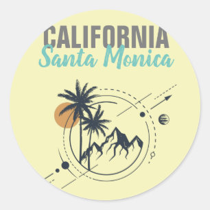 Santa Monica California Geometric Palms  Classic Round Sticker