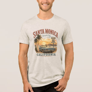 Santa Monica California Historic Route 66 End Tri-Blend Shirt