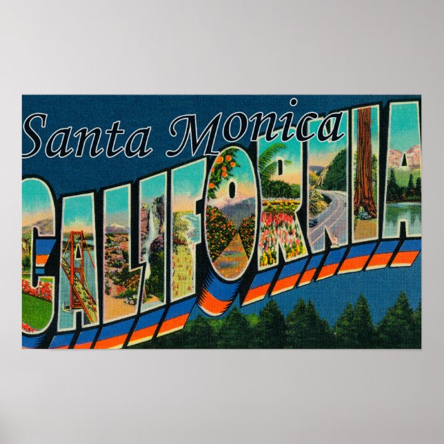 Santa Monica, California - Large Letter Scenes Poster (Front)