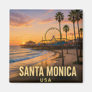 Santa Monica California Pier Coastal Travel Gift Magnet