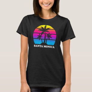 Santa Monica California Retro Palm Tree Vacation B T-Shirt