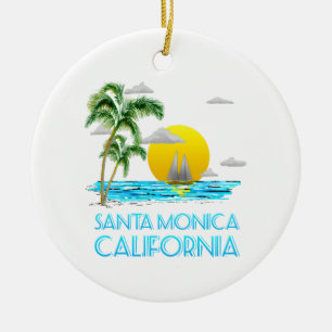 Santa Monica California Sailing Ceramic Tree Decoration