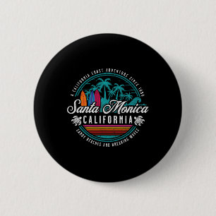 Santa Monica California Sandy Beaches Breaking Wav 6 Cm Round Badge