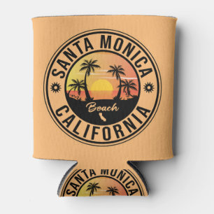Santa Monica California Sunset Vacation Souvenirs Can Cooler