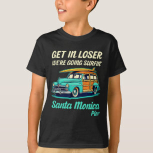 Santa Monica California Surf Girl Women Men Vintag T-Shirt