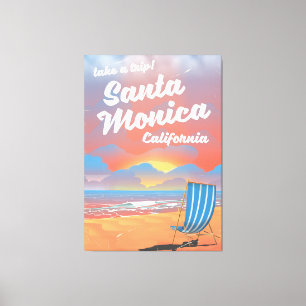 Santa Monica California vintage beach poster Canvas Print
