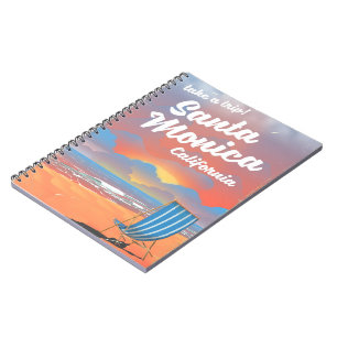 Santa Monica California vintage beach poster Notebook