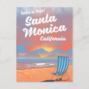 Santa Monica California vintage beach poster Postcard