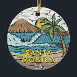Santa Monica California Vintage Ceramic Tree Decoration<br><div class="desc">Santa Monica hand drawn illustration with mountains and ocean waves in the background. Perfect for anyone who loves to visit Santa Monica.</div>