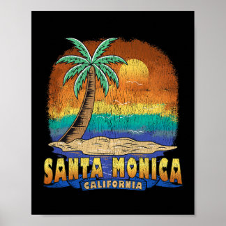 Santa Monica California Vintage Distressed Souveni Poster