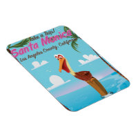 Santa Monica Cartoon retro travel poster