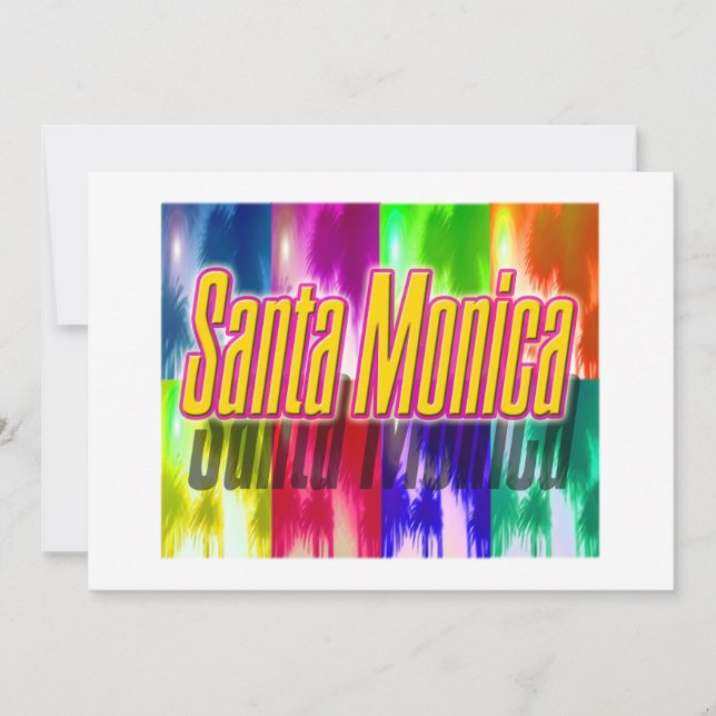 "Santa Monica" Colourful Palms Invitation Card (Front)