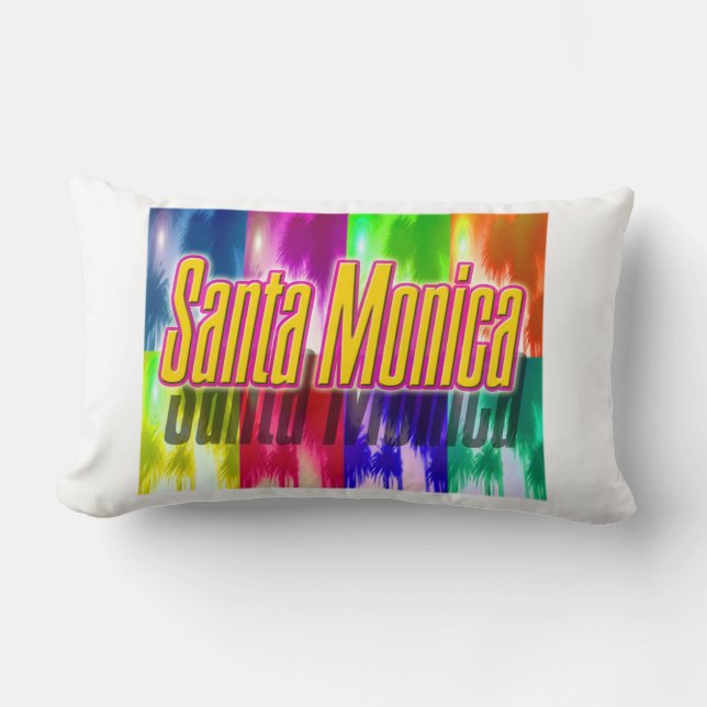 "Santa Monica" Colourful Palms Throw Pillow (Front)