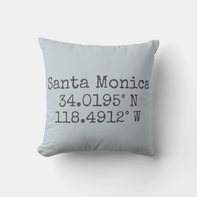 Santa Monica Latitude and Longitude Cushion (Front)