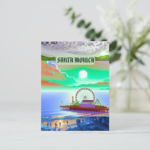 santa monica  monica california  vintage travel cl holiday postcard