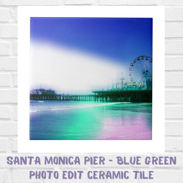 Santa Monica Pier - Blue Green Photo Edit Tile (Santa Monica Pier - Blue Green Photo Edit Ceramic Tile)